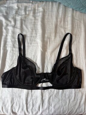Fashion Nova Black Mesh-Trim Underwire Bra
